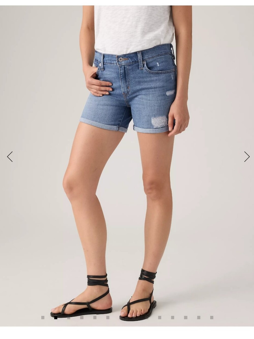 Levi’s 501 Mid Rise Stretch Denim Shorts Distressed Cuffed Blue Women’s Size 33